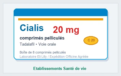 Boîte de Cialis 20 mg Tadalafil - Établissements Santé de Vie